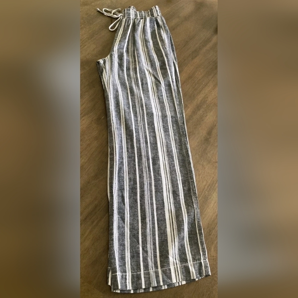 NWOT, Briggs, Women's Linen Blend Pant, Grey/White Stripe, Size: Medium - Picture 7 of 11